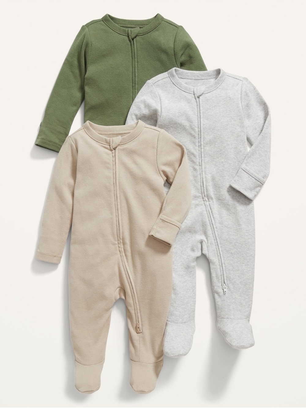 Unisex 1-Way Zip Sleep & Play One-Piece 3-Pack for Baby, 0-3 Month
